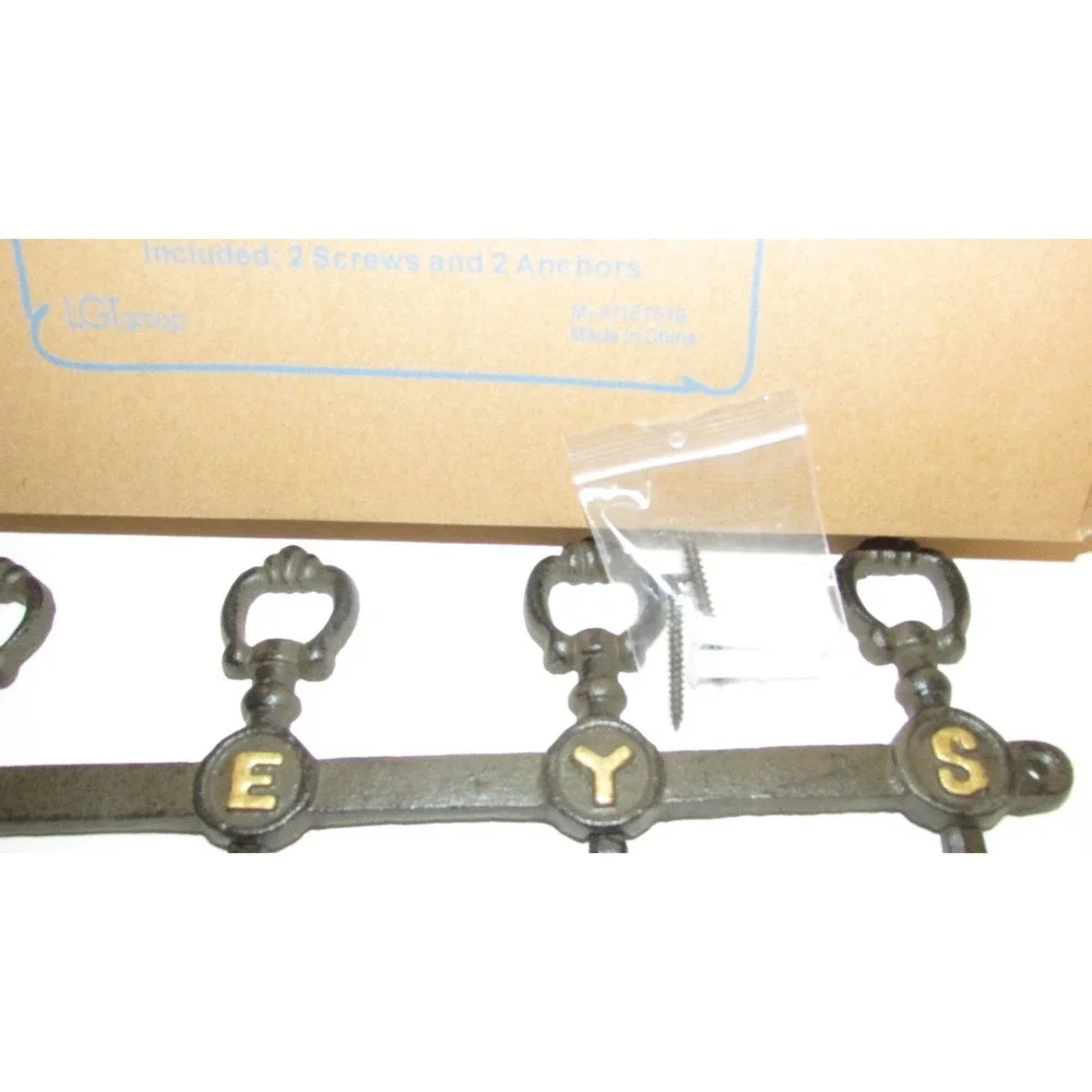 Cast Iron wall hook key holder skeleton KEYS letters NEW Gasare NIB decor